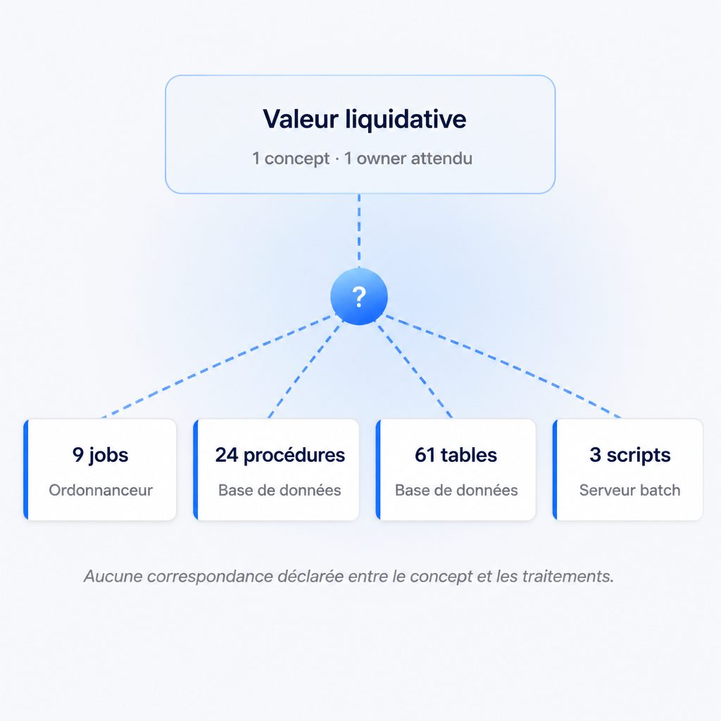 Illustration : flux et transformation de la donnée dans un système d'information